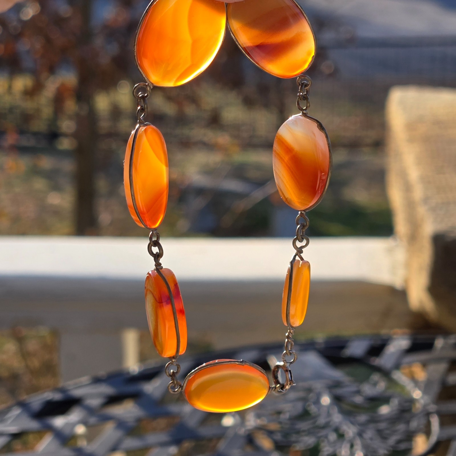 Antique Carnelian Agate Brooch Vintage Link Bracelet Lot 2 Beautiful Pieces