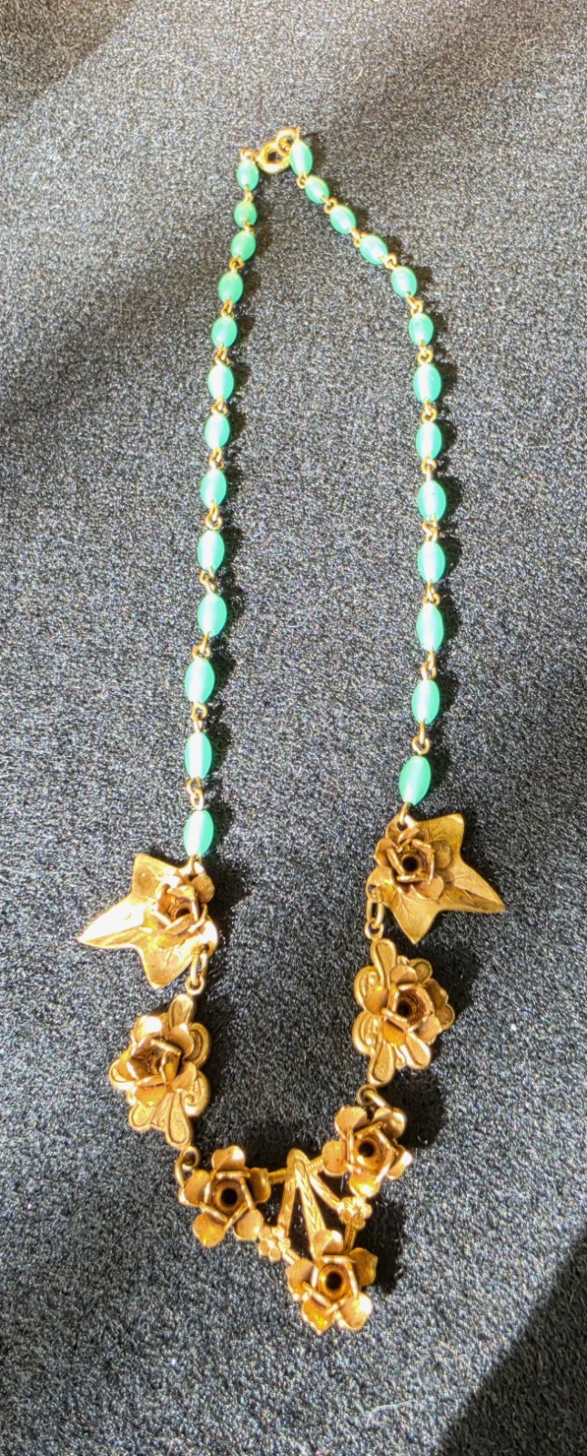 Beautiful Vintage Mid-Century 1940s/1950s Floral Ivy Bib Choker Necklace – 15…