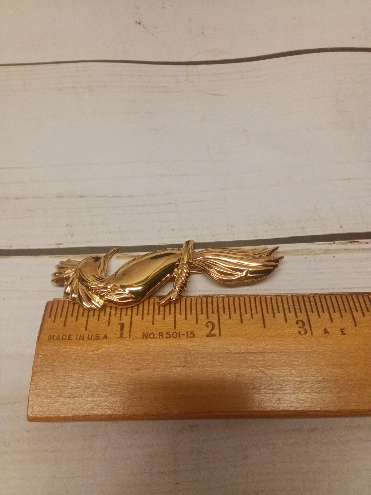 Vintage Signed 925 Italy SL Bird Gold Plated Brooch 2.75″ NOT Tested