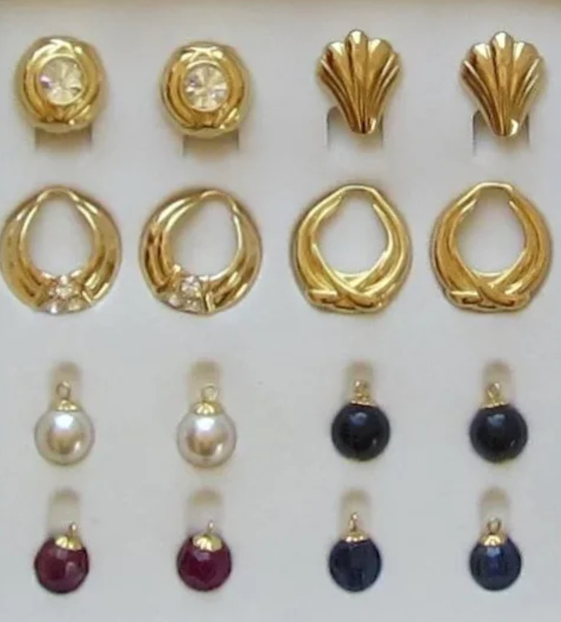 NOLAN MILLER Gold Plated Rhinestone & Bead Interchangeable CLIP Earring Set NEW