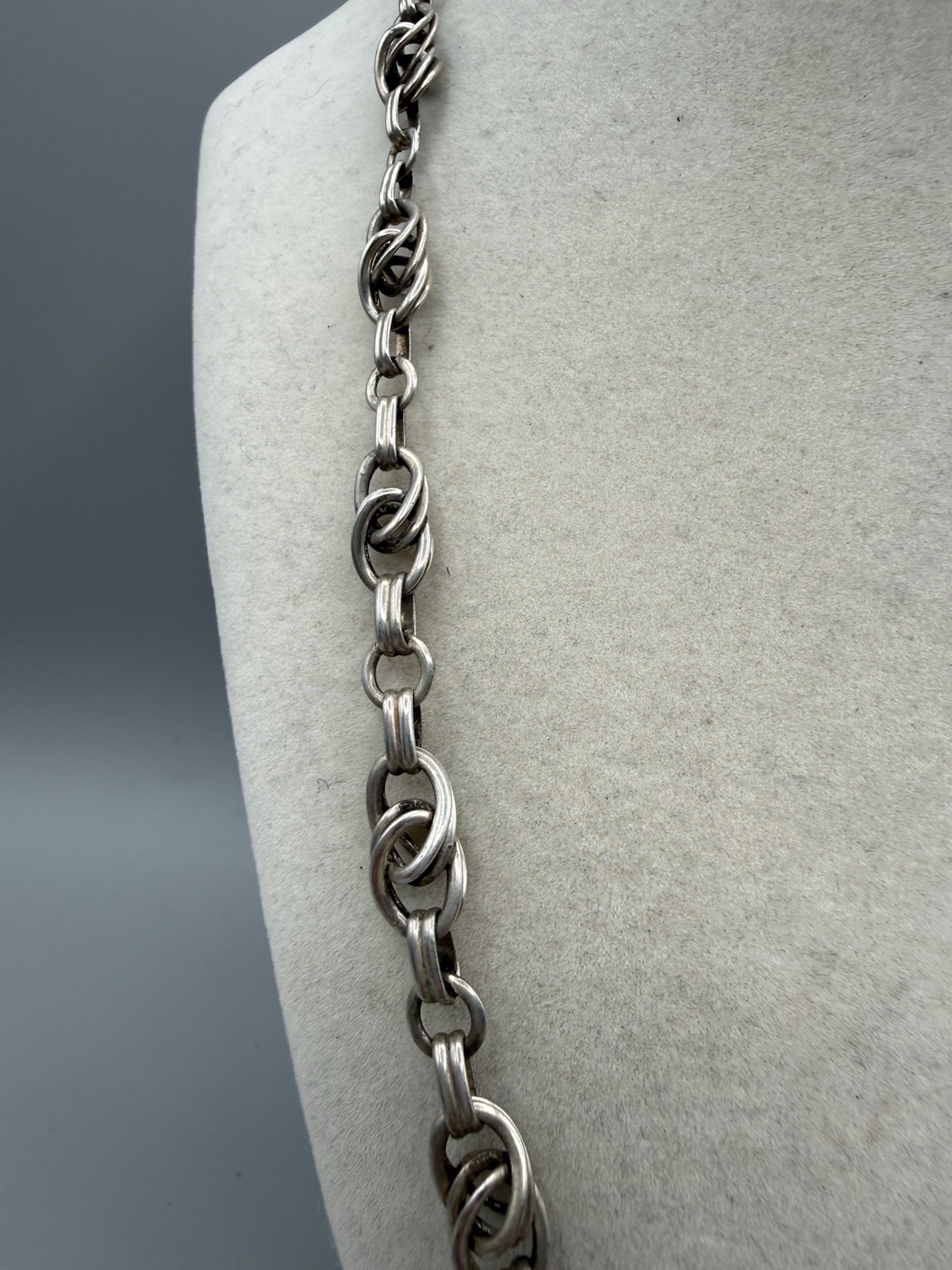 Vintage 1940s 835 Silver Chain Link Necklace