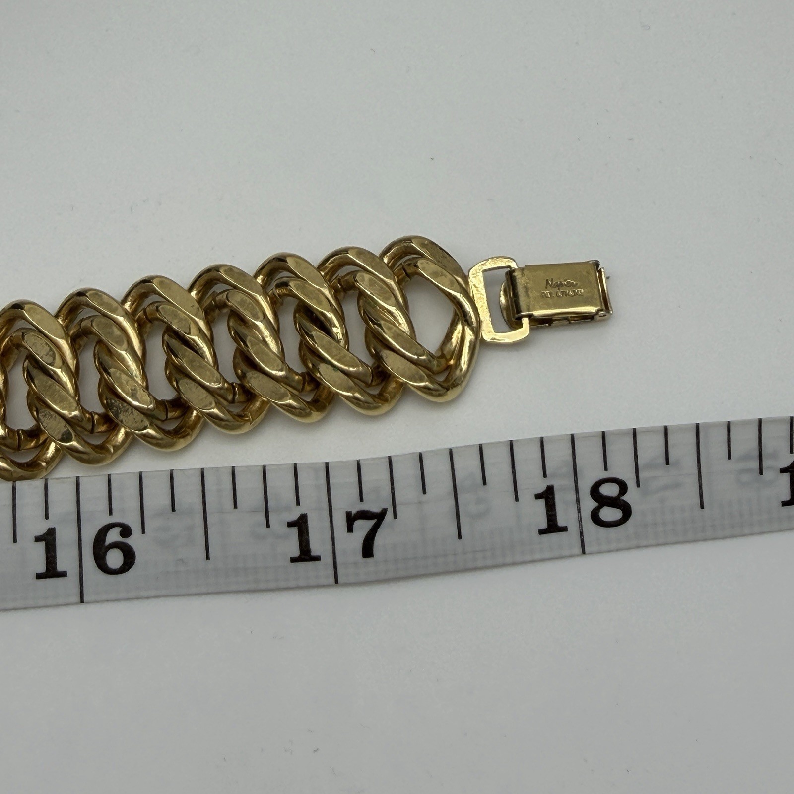 Vintage Napier Gold Tone Chain Necklace Chunky 3/4″ Wide Statement 1980s 18″