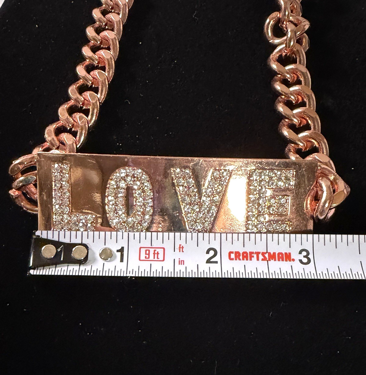 NENA Rose Gold-Tone Cuban Link Chain LOVE Plate Choker Necklace & Earrings Set