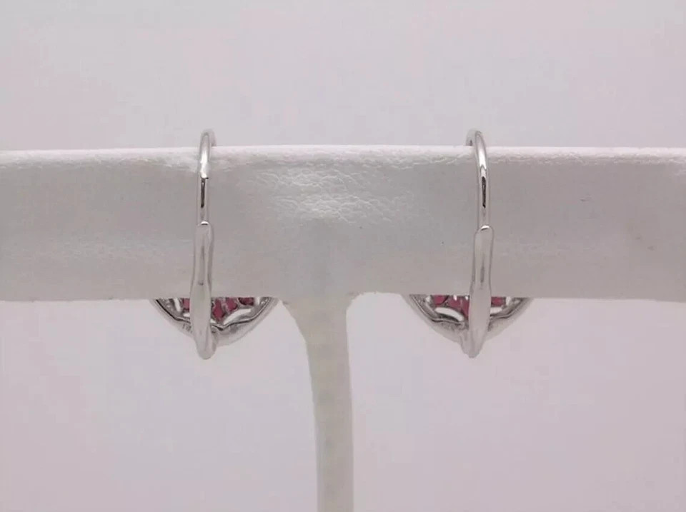 At Deco Style Lab Created Diamond & Ruby Anniversary 14K White Gold FN Earring