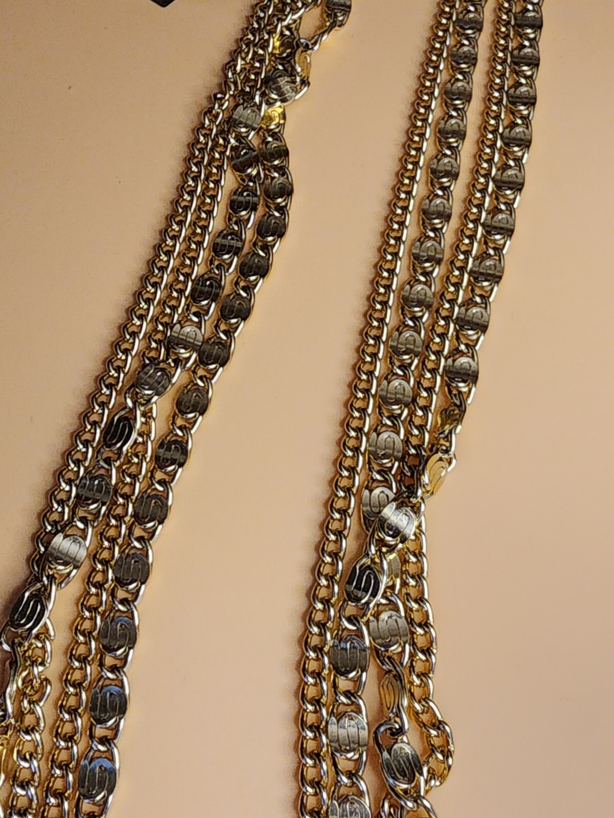 Vtg SARAH COVENTRY Necklace Bracelet Set Multi-Strand Gold Tone Snail Chain 24″