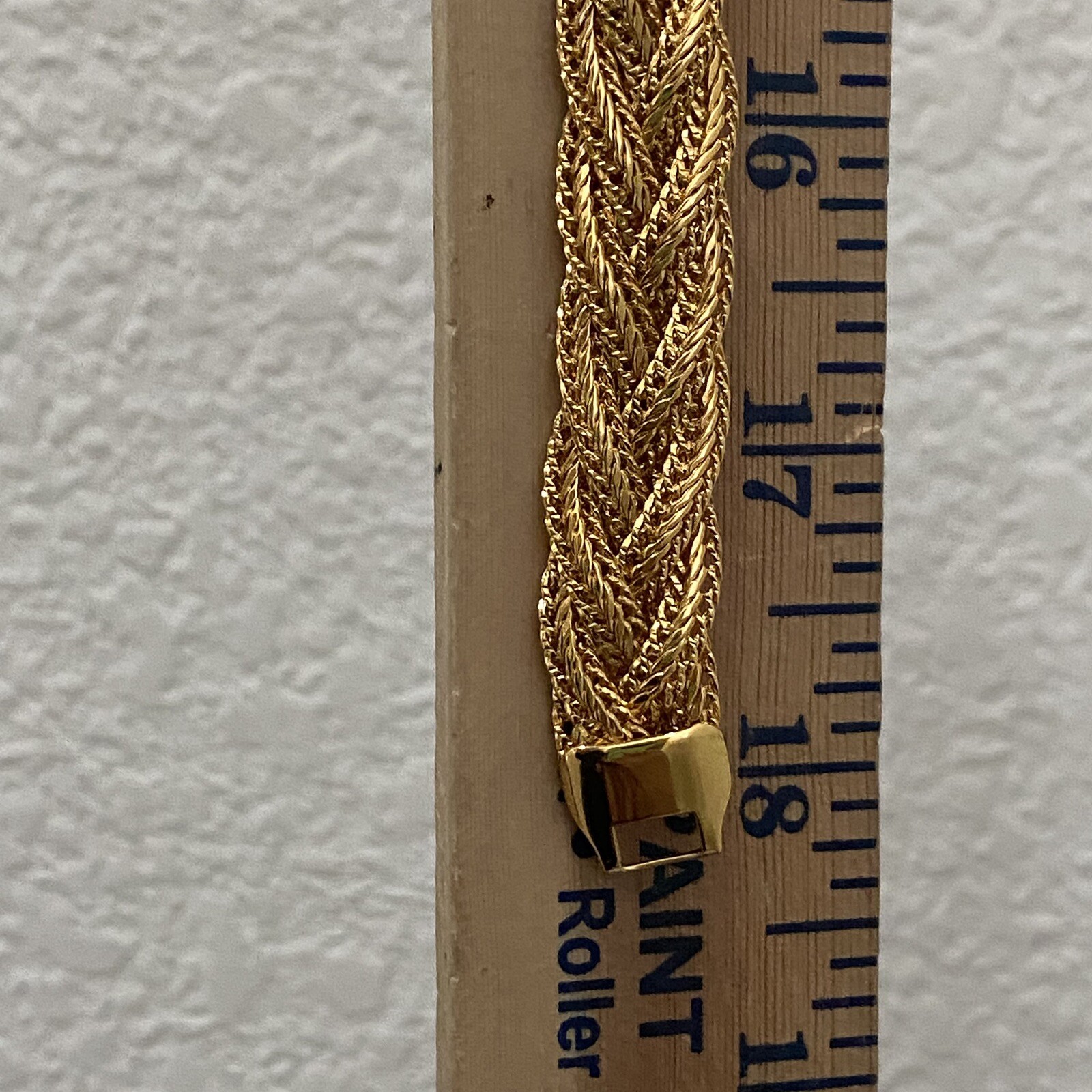Vintage Unsigned Gold Tone Braided Chain Collar Runway 18” Necklace 58g.