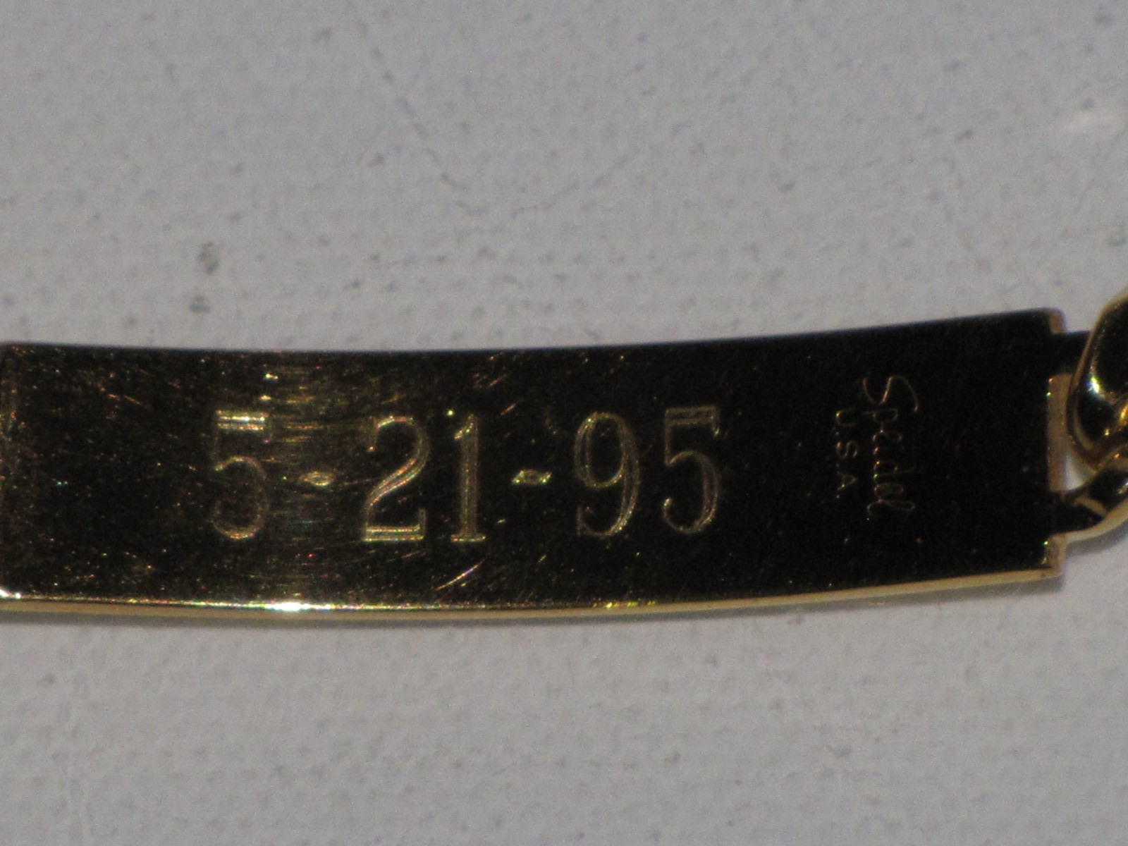 Vintage Speidel USA Personalized ID Bracelet Gold Tone Diamond Accent Mens