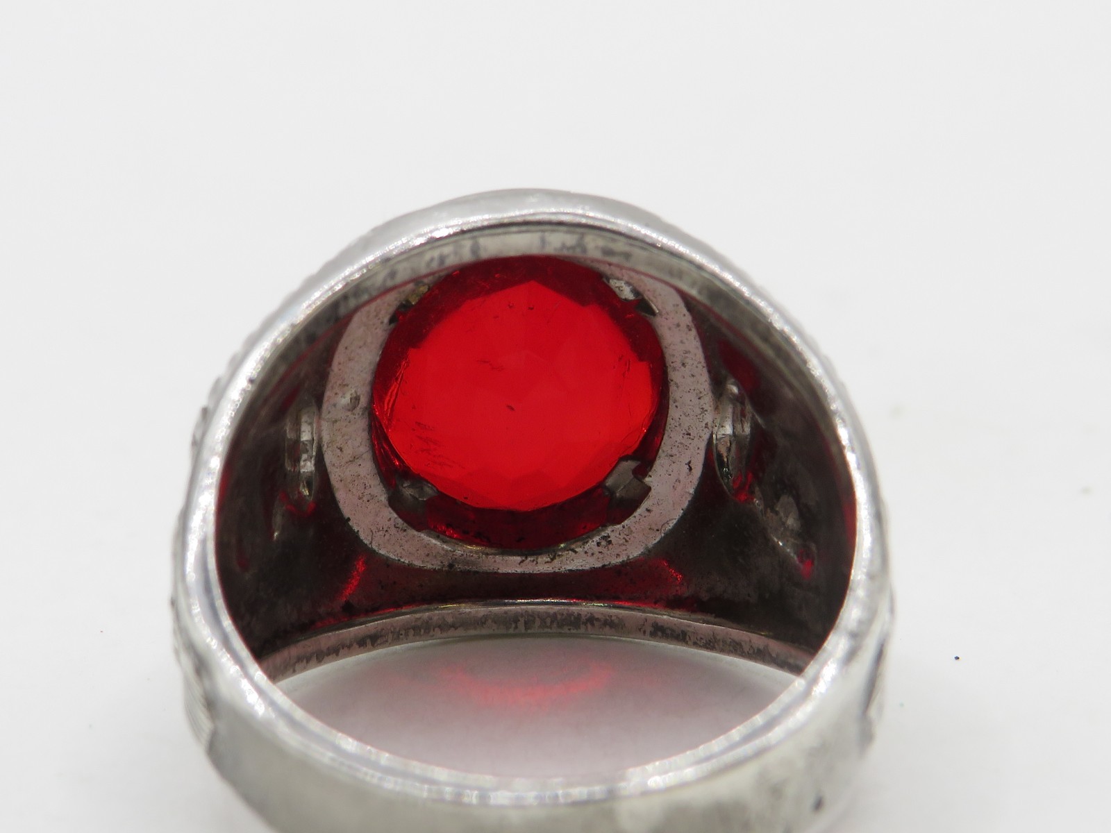 VINTAGE STERLING SILVER CREST CRAFT RED STONE UNITED STATES ARMY RING SIZE 9**