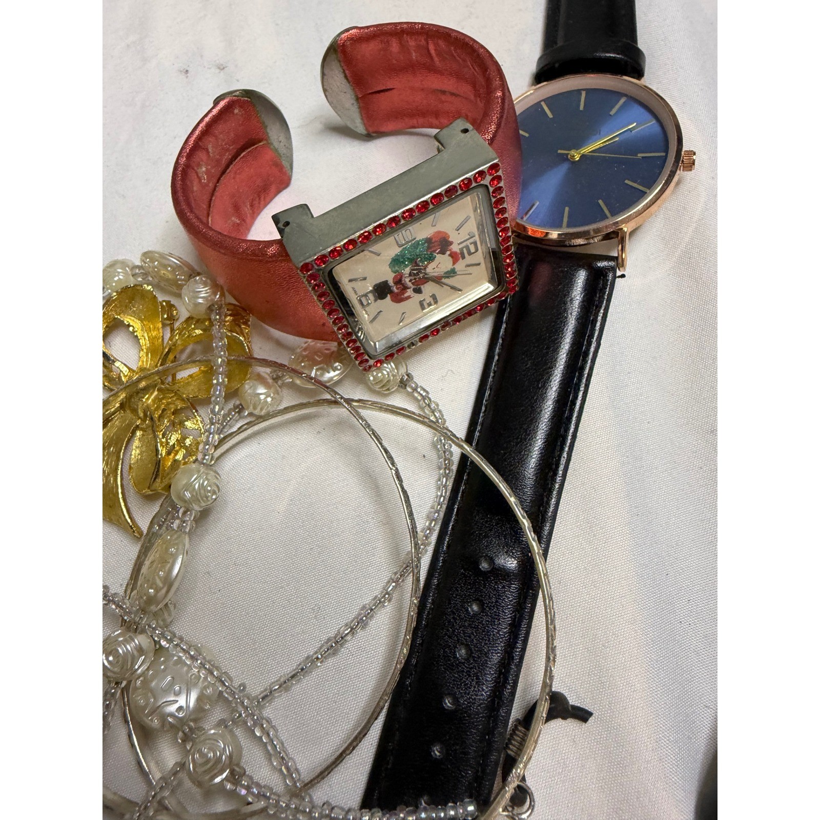 Vintage Jewelry Lot Yellow Beaded Necklaces Watches Lindenwolds Brooches 1lb+