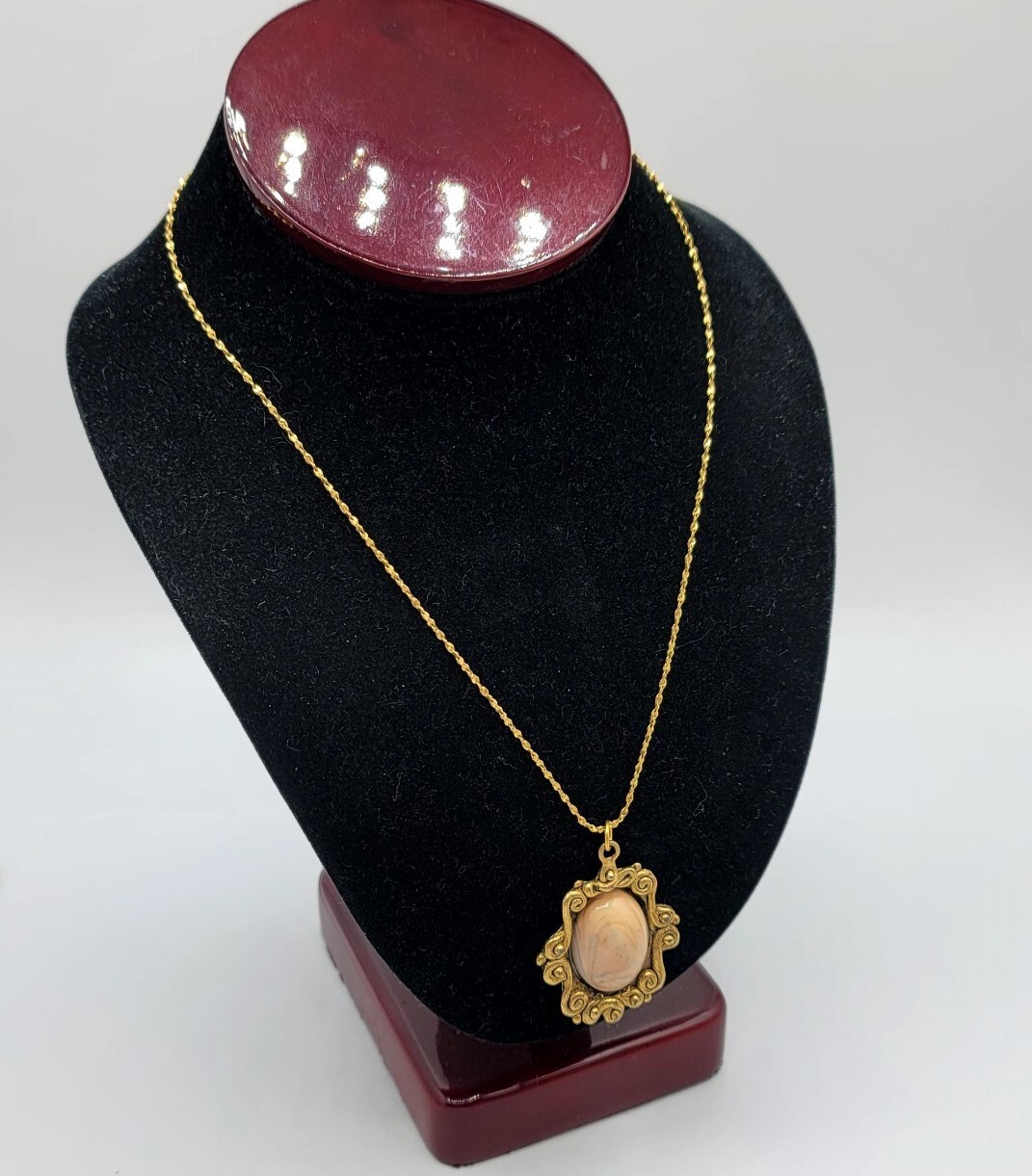 Vtg Necklace Pendant Signed EH Scrolls Designer Gold Plated Fashion Jewelry