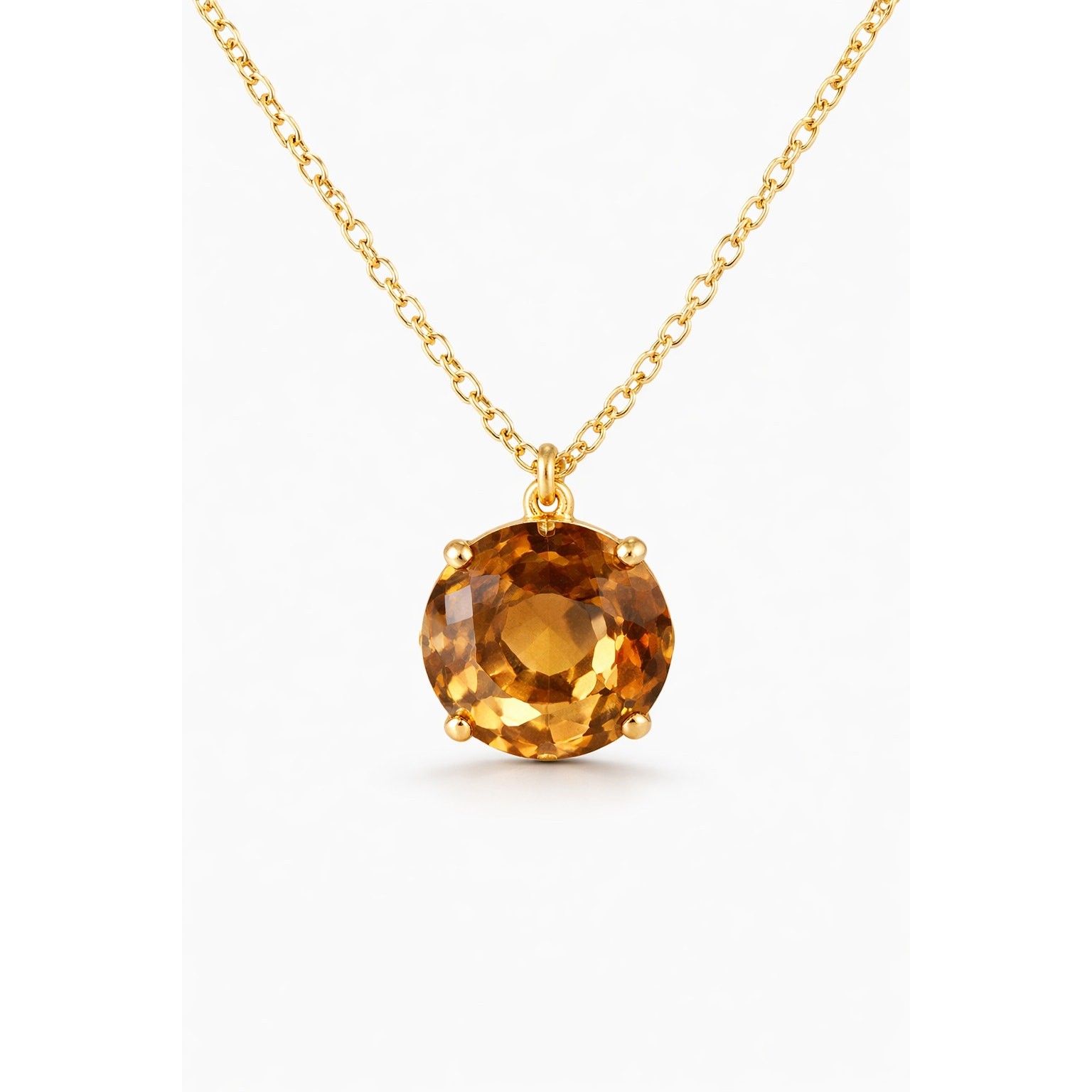 Les Nereides La Diamantine Golden Brown Round Stone Pendant Necklace