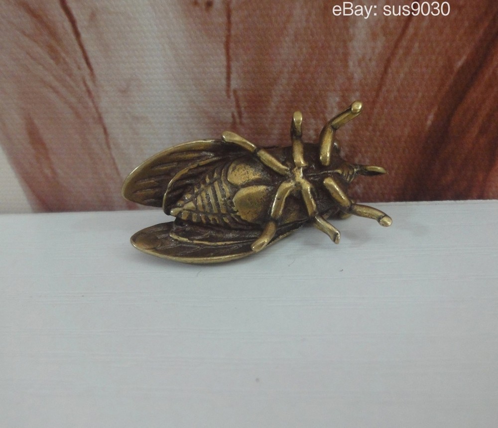 Solid Brass Copper Vivid Cicada Figurine Statue Pendant