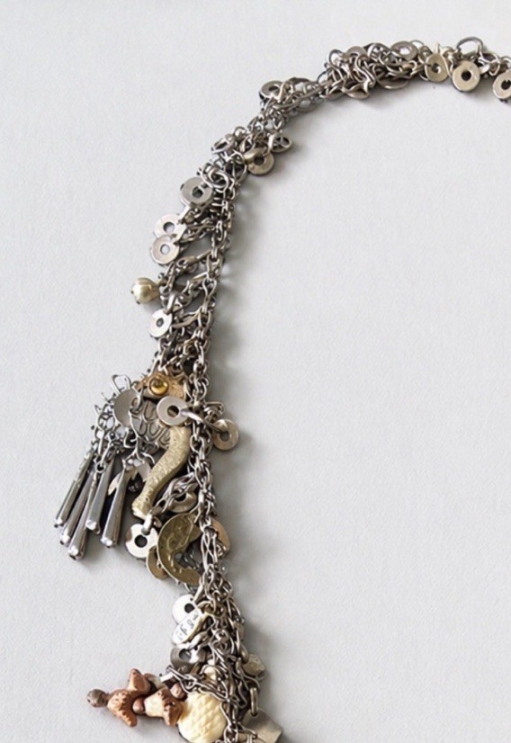 VTG Good Luck Charm Necklace Ethnic Folk Jewelry Silver Tone And Gold Tone