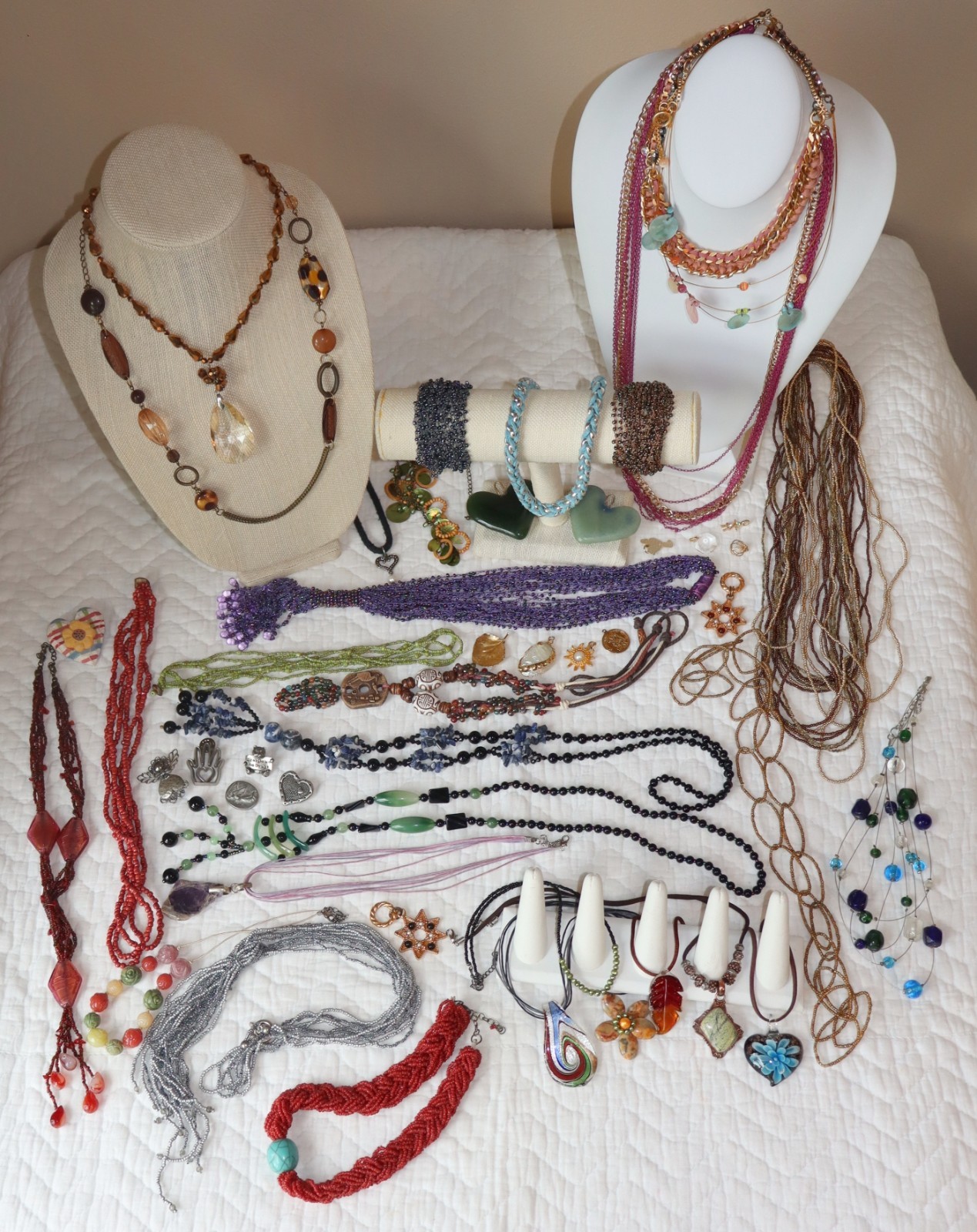 Variety Jewelry 30+ piece Lot, 3+ Lbs, all wearable plus extra pieces for crafts