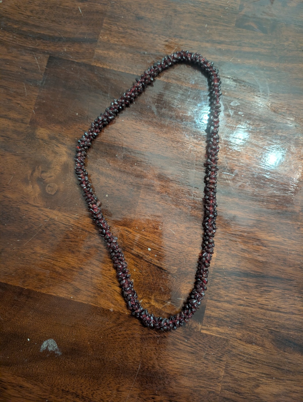 Vintage Genuine Bohemian Garnet Beaded Chip Necklace