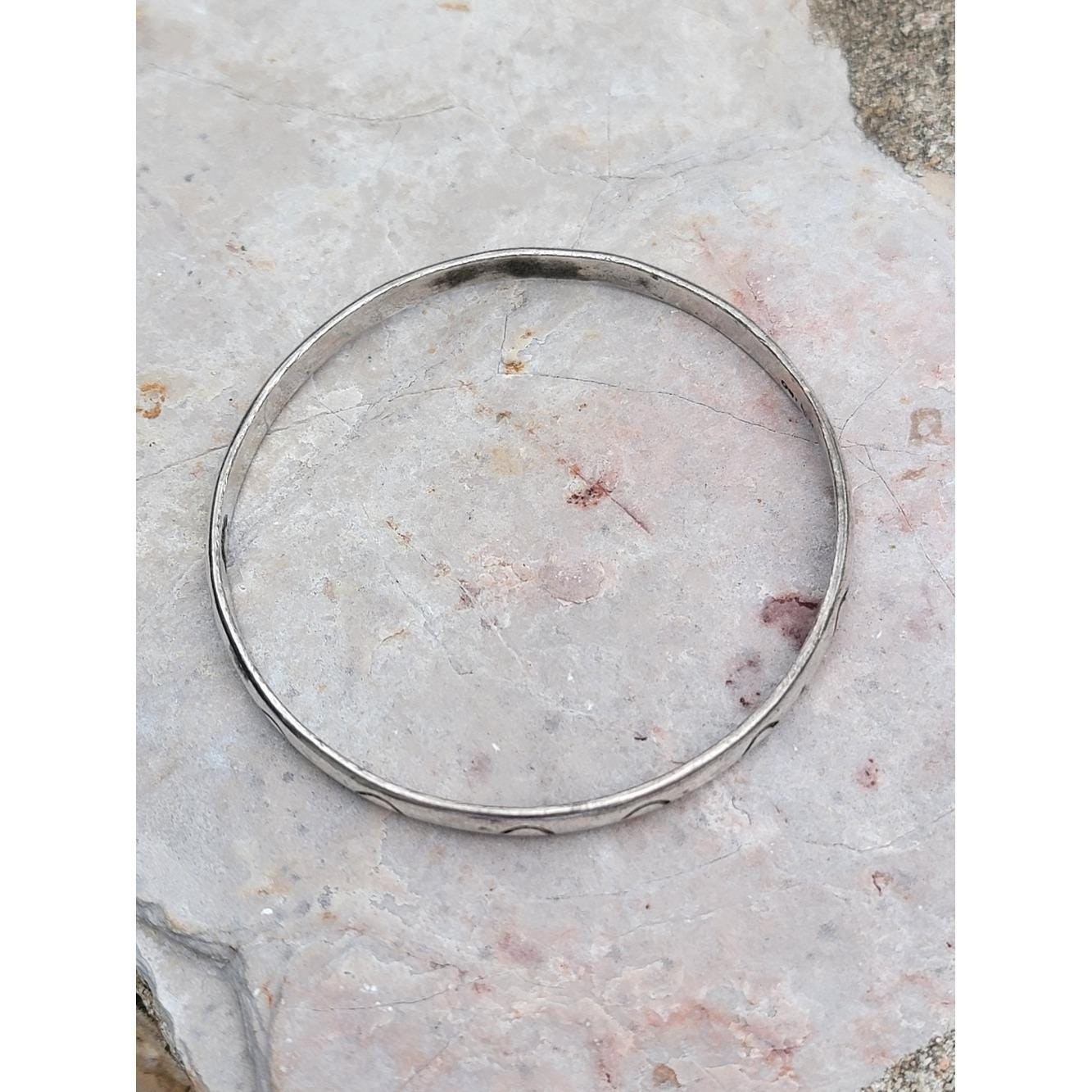 Vintage Taxco Mexico Sterling Silver Crescent Moon Bangle Bracelet TC-160 Size 8