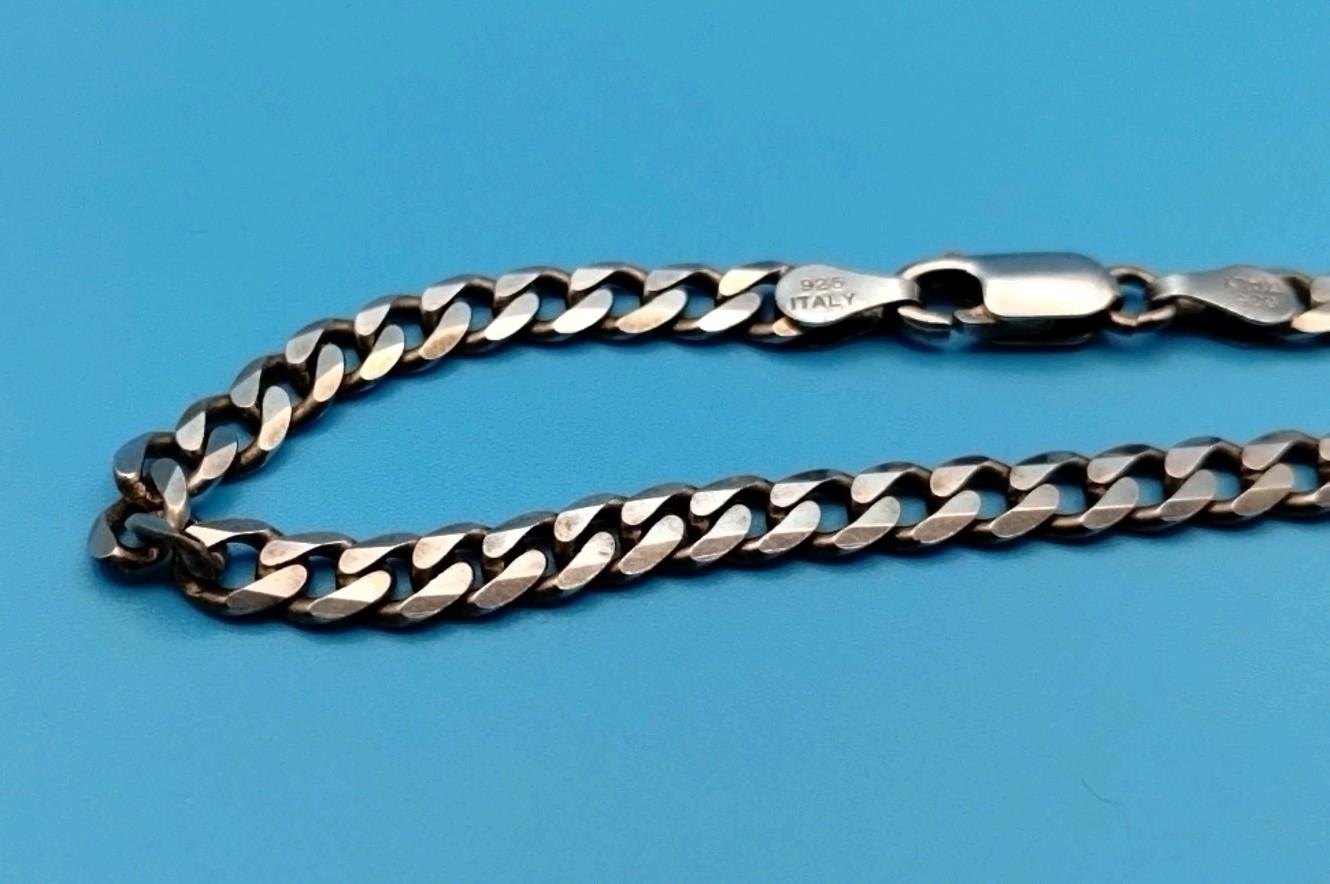 Sterling Silver 4mm 925 Cuban Chain 7.25 inch Bracelet 6.4g
