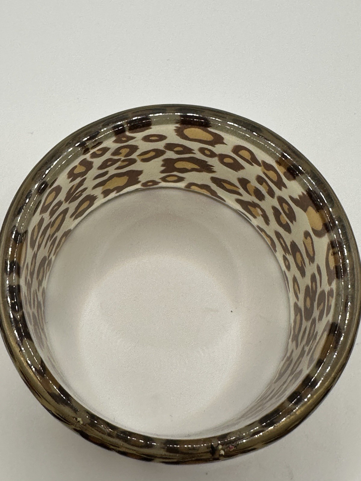 VINTAGE Lucite? Acrylic? Leopard Animal Print Wide Bangle Bracelet Size 8