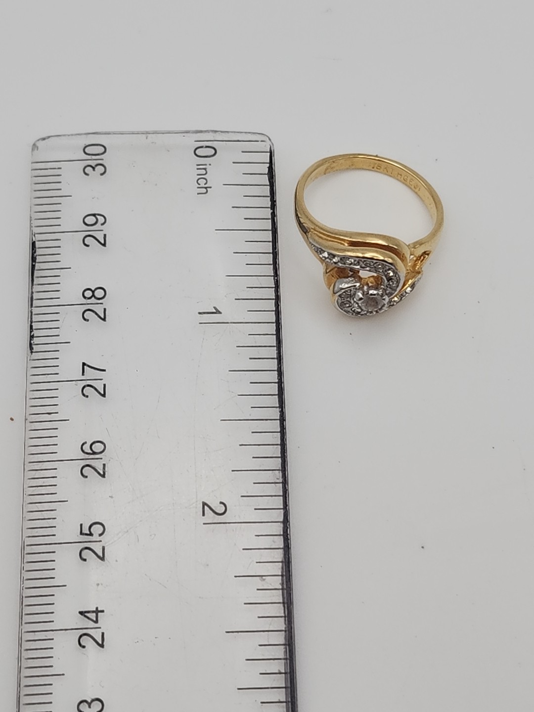 18KT HGE Yellow Gold Plated Swirl CZ Accent Cocktail Engagement Vintage Ring…