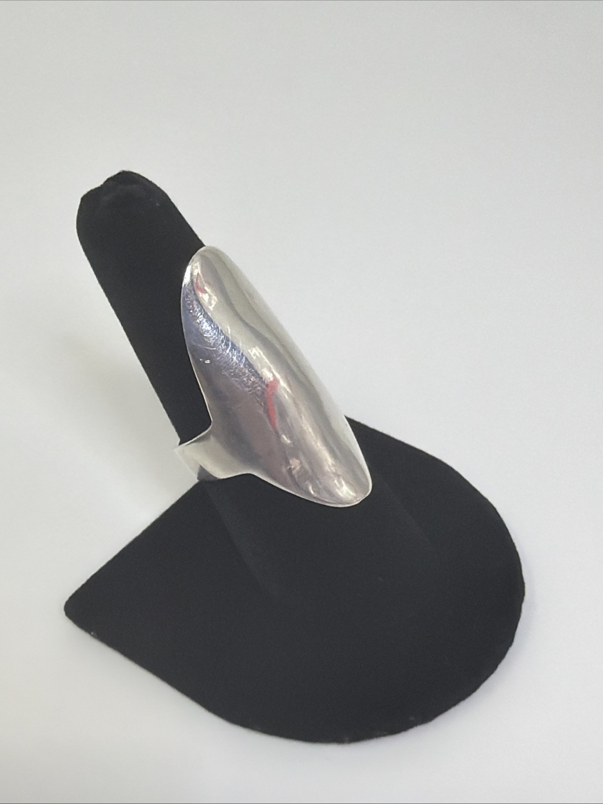 Vintage 925 Sterling Silver Modernist Elongated Dome Ring Size 8 1/4 Weighs 9.3g