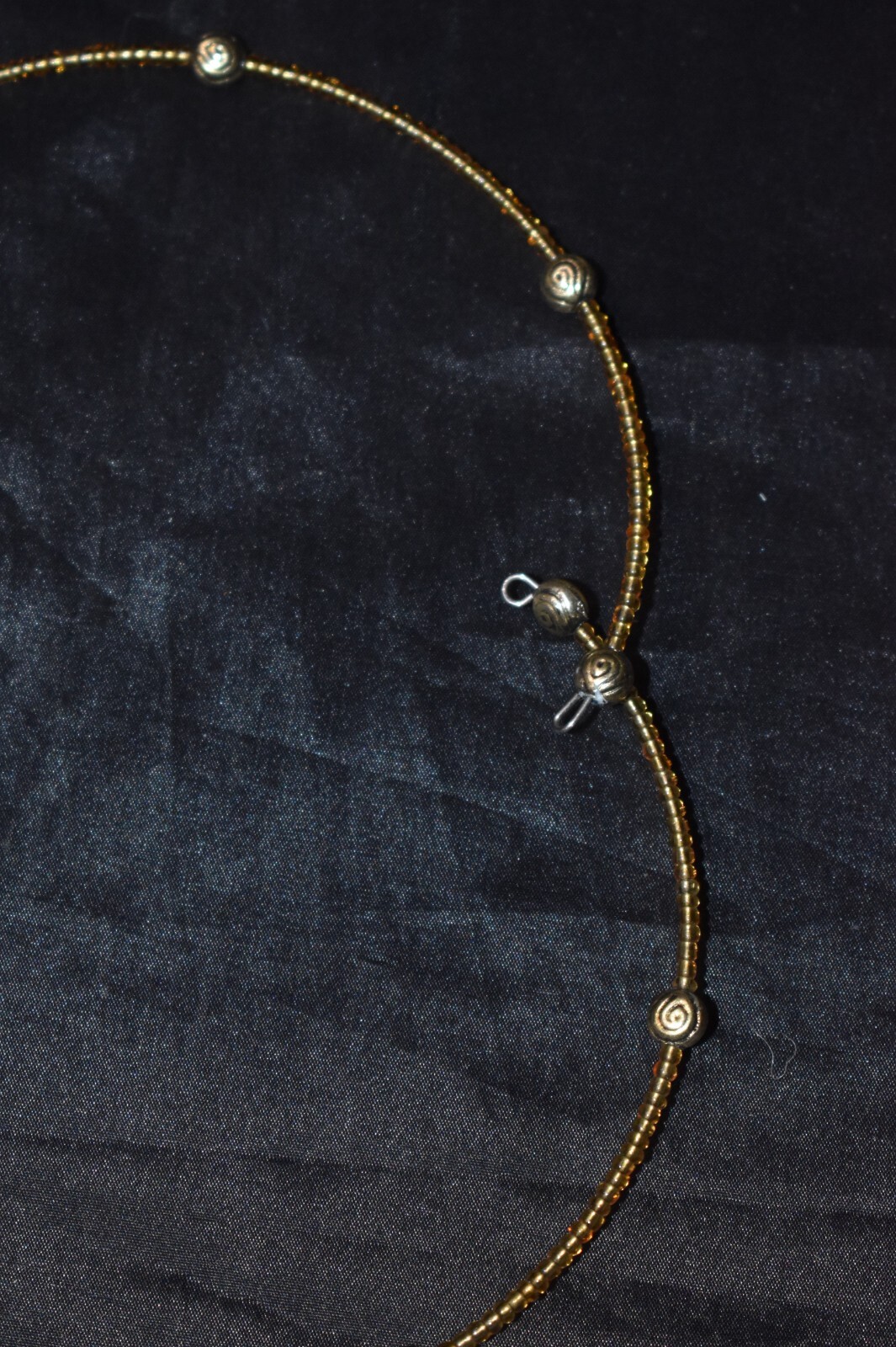 Vintage Beaded Memory Wire Choker Necklace Teardrop w/ Box Pendant Sharm