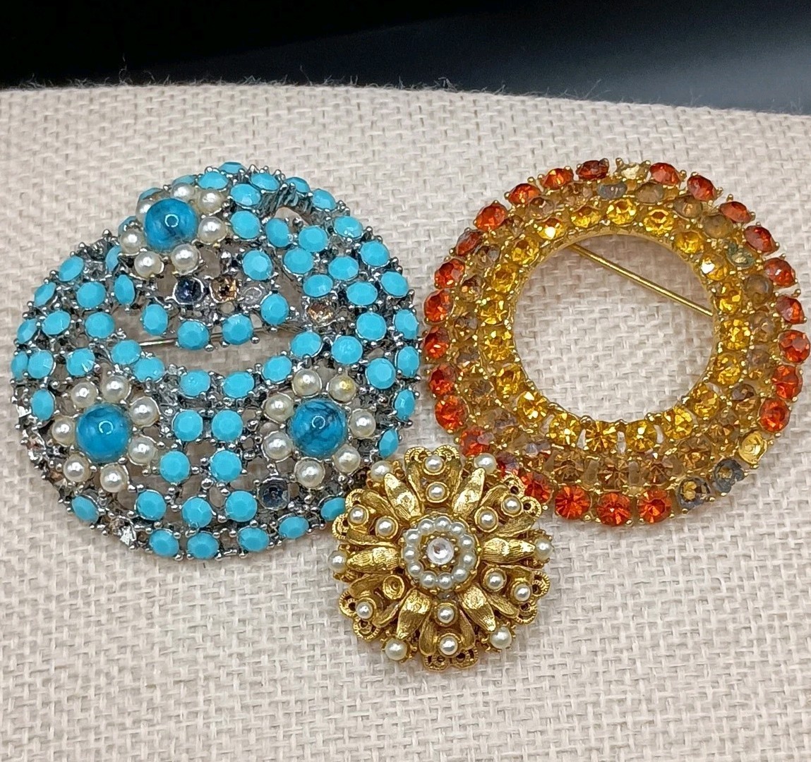Vintage Weiss Florenza Rhinestone Brooch Designer Lot 3 AS iS REPAIR LOT READ