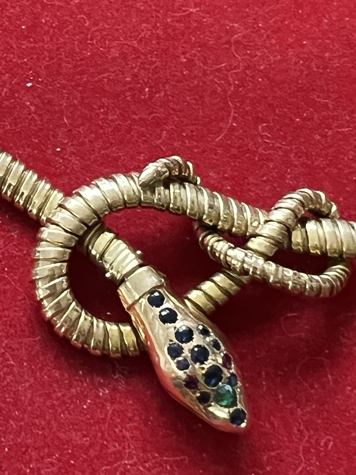 ANTIQUE 14K GOLD COILED SNAKE BRACELET Very Good Cond 23.2 g. Signed B/O