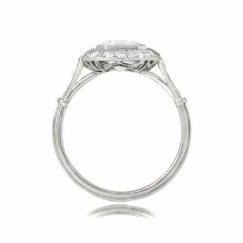 2.95Ct Art Deco Style Asscher Lab Created Diamond Wedding 14K White Gold FN Ring