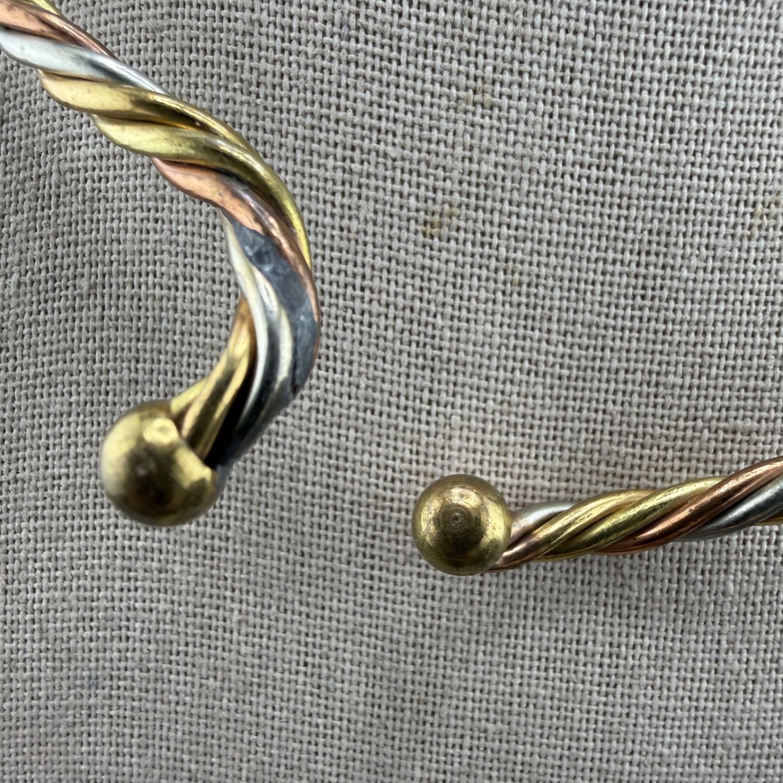 Vintage Choker Necklace Twisted Multi Tone Wire 16”