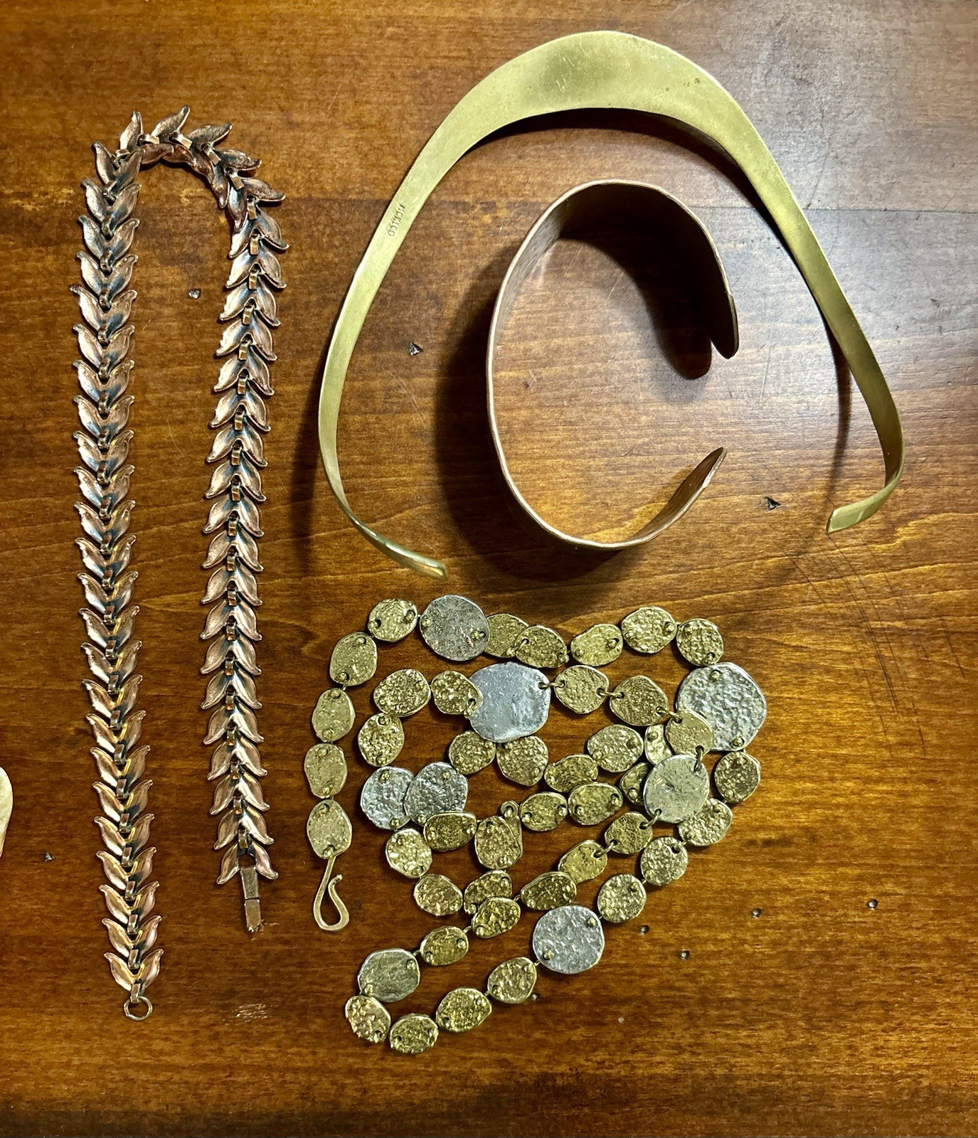 Brutalist Copper / Bronze ? Jewelry Lot / Anne Dick , Mexico , Renoir , Signed #
