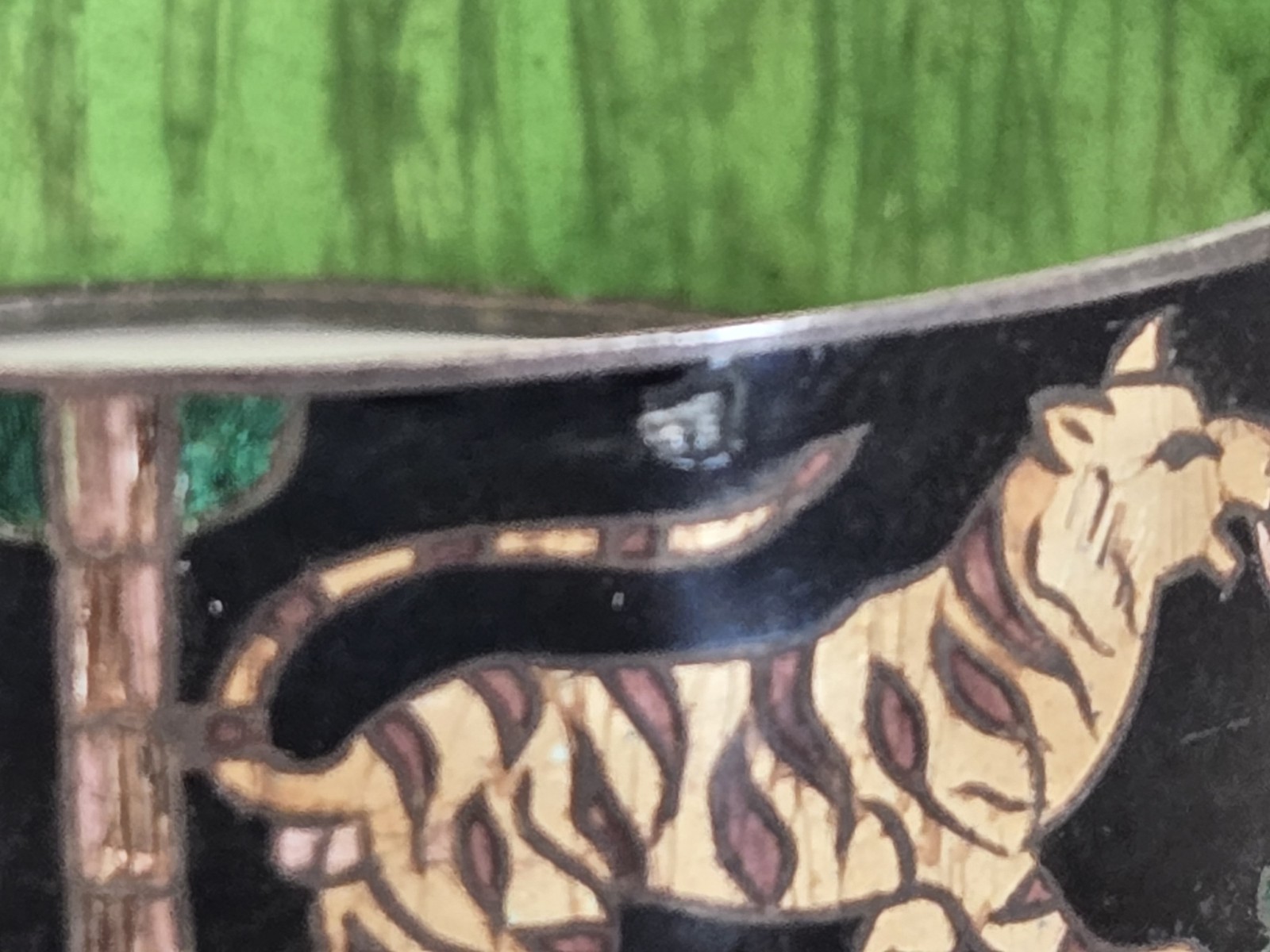 Vintage India? Highly Detailed Silver & Enameled Animal Bangle Bracelet **READ