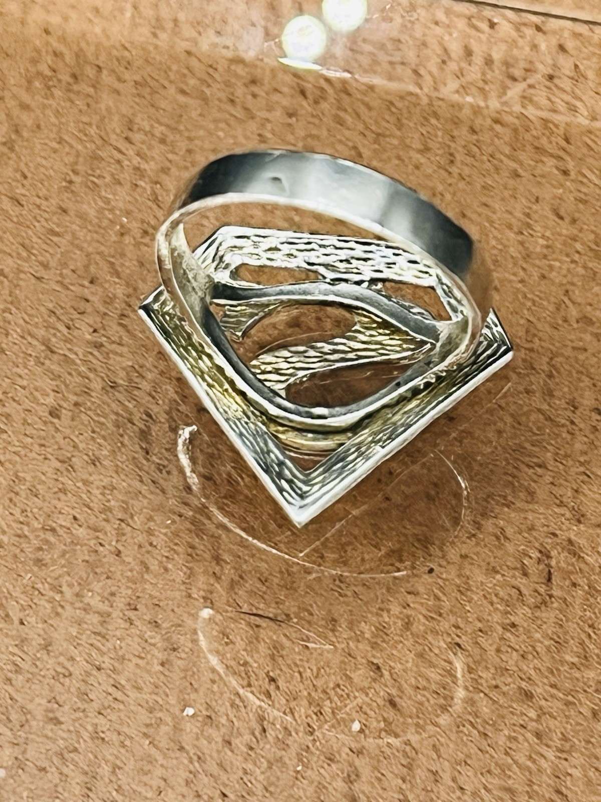 Comics Superman Symbol Open Work VTG. SIGNET Sterling Silver Ring SZ 6.5 Unisex