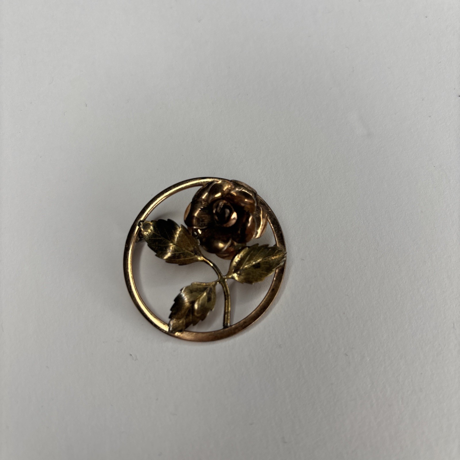 Vintage DIANA Krementz Gold And Rose Tone Brooch Flower Signed