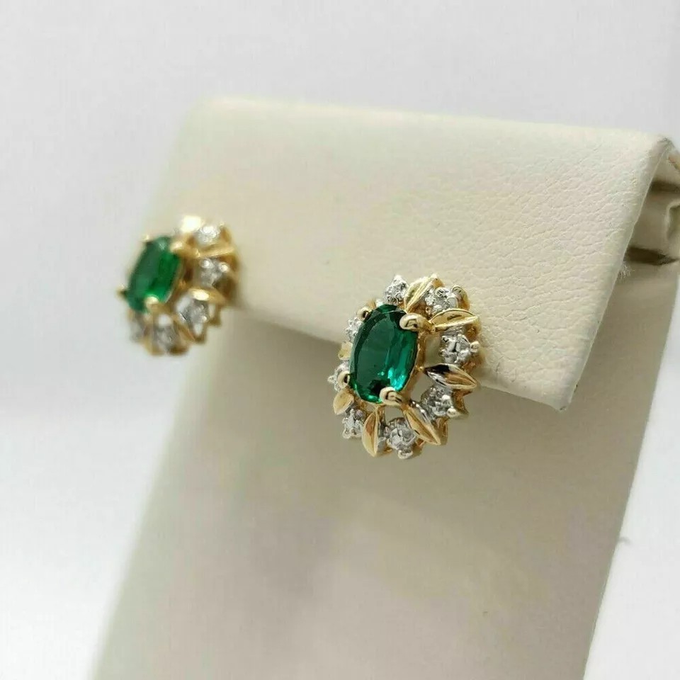 Oval Cut Lab Created Diamond Engagement Woman’s Earring 14K Yellow Gold Finish
