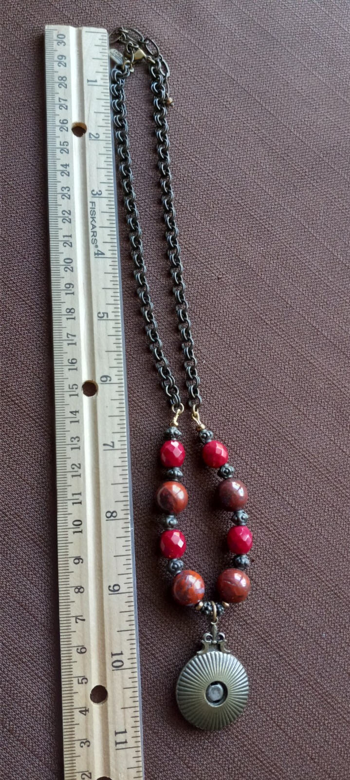 Rare Vintage Retired Grandmother Button Necklace ,Rhinestones, Marble Stones,…