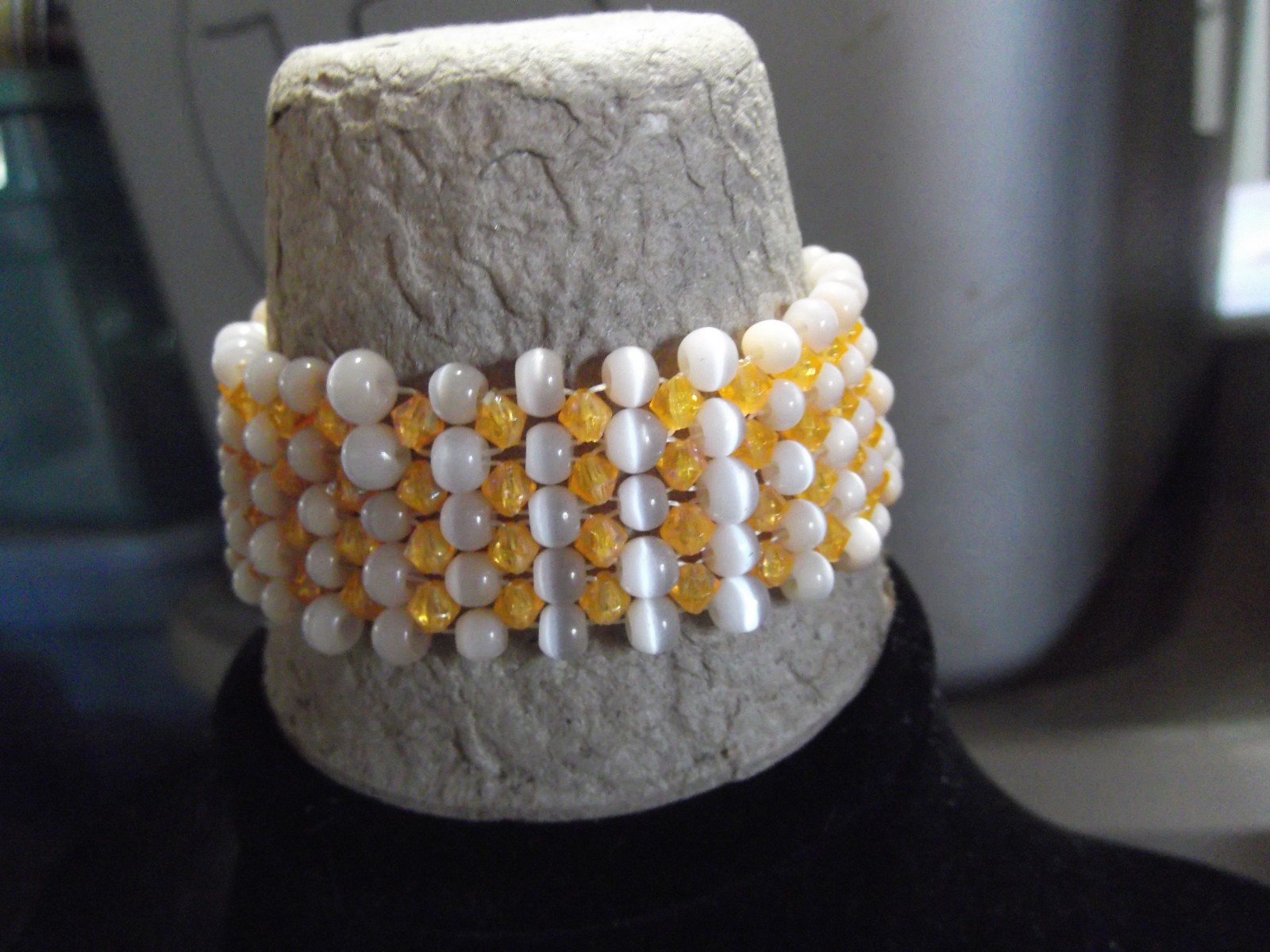 Vintage Costume Orange and White Halo 2″in Stretchy Barcelet