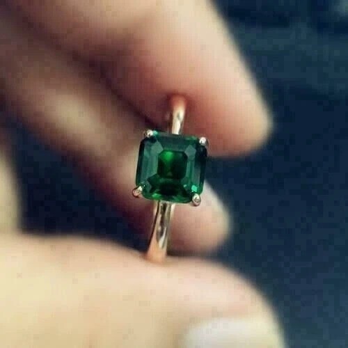 3.5Ct Art Deco Style Green Lab Created Emerald Anniversary 14K Gold Finish Ring