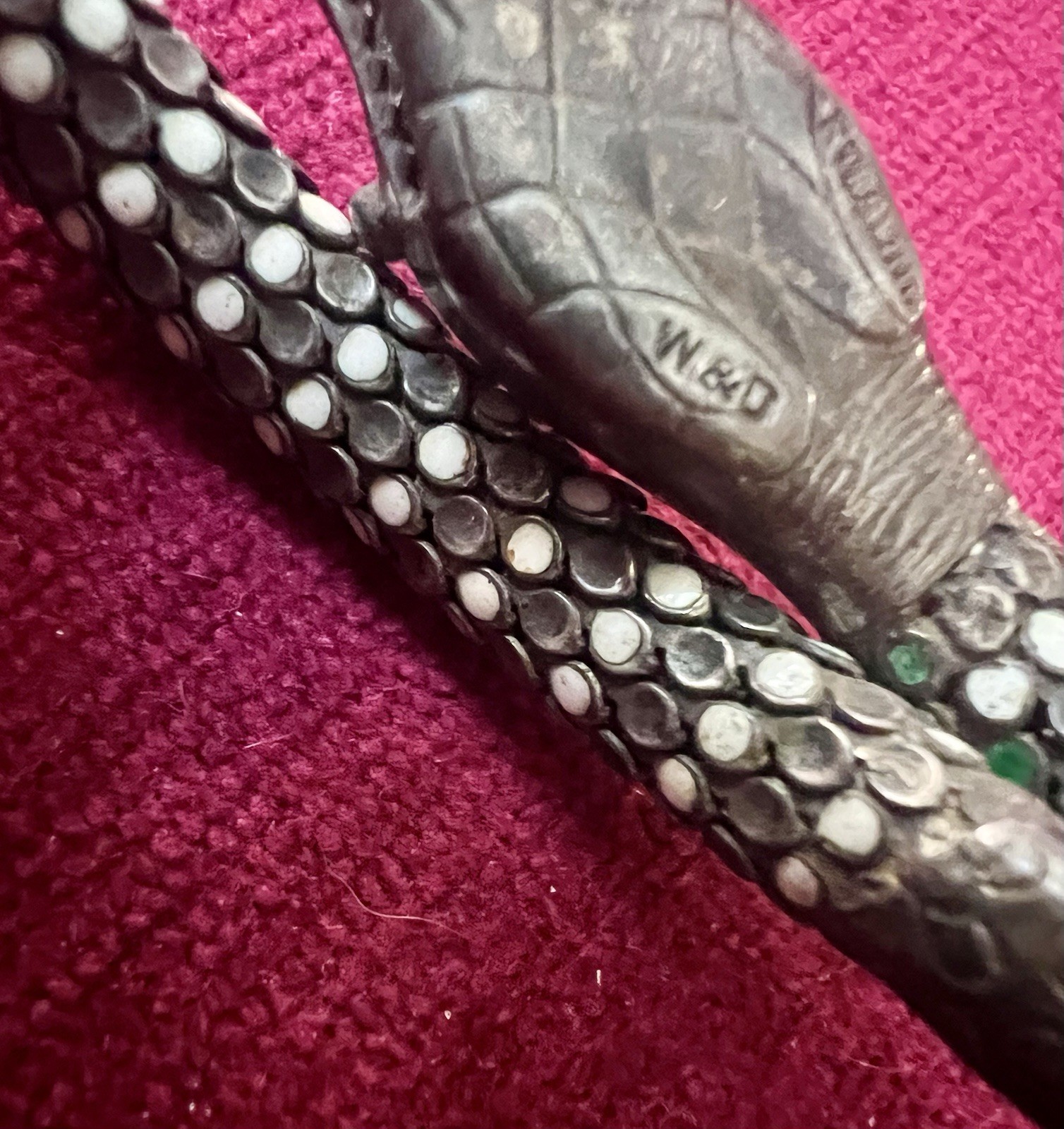FABULOUS RARE ANTIQUE WHITING DAVIS ENAMELED WRAP SNAKE BRACELET.
