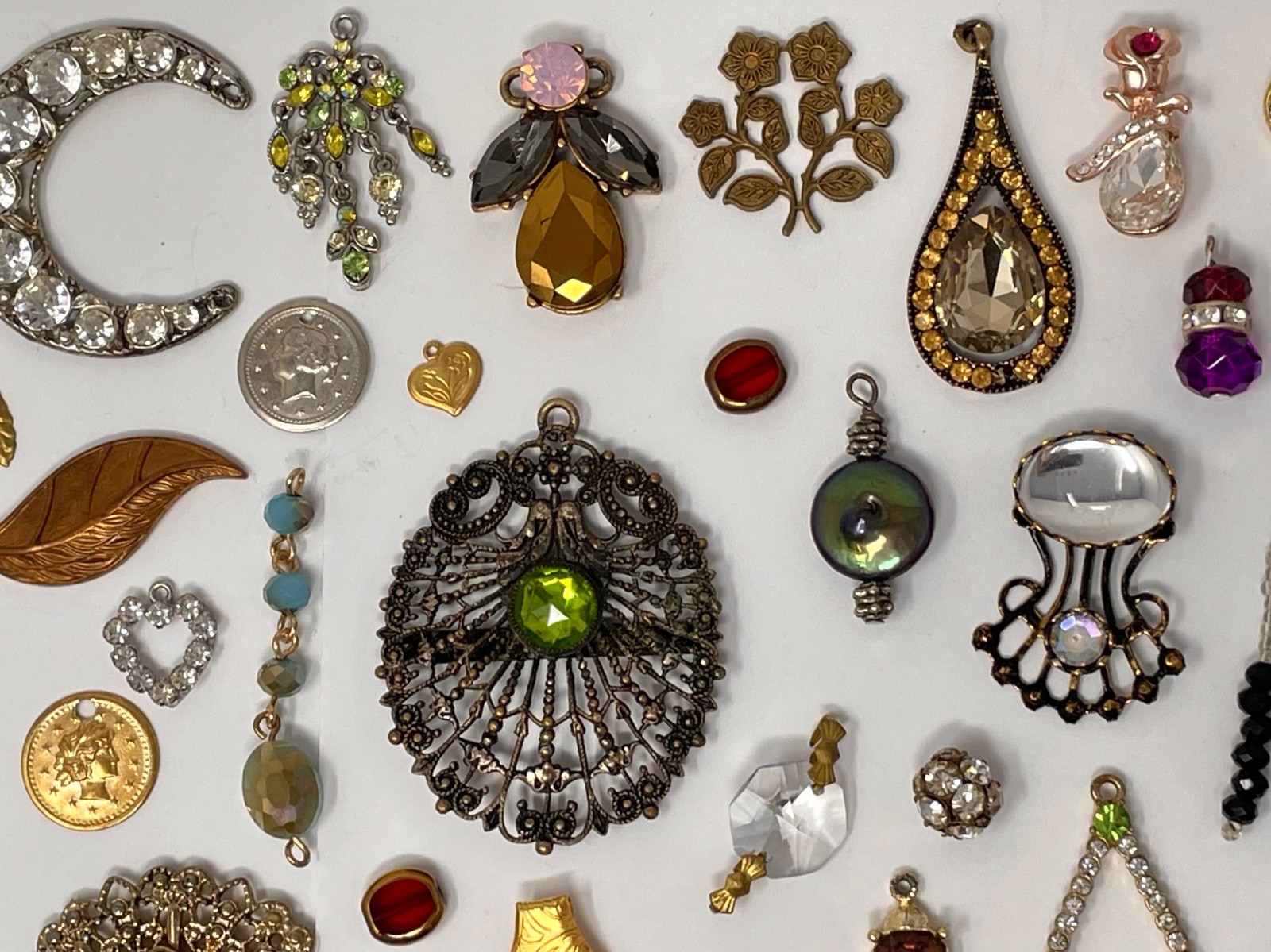 Lot Vtg & Modern Victorian Art Deco Style Pendants Findings Jewelry Craft J1
