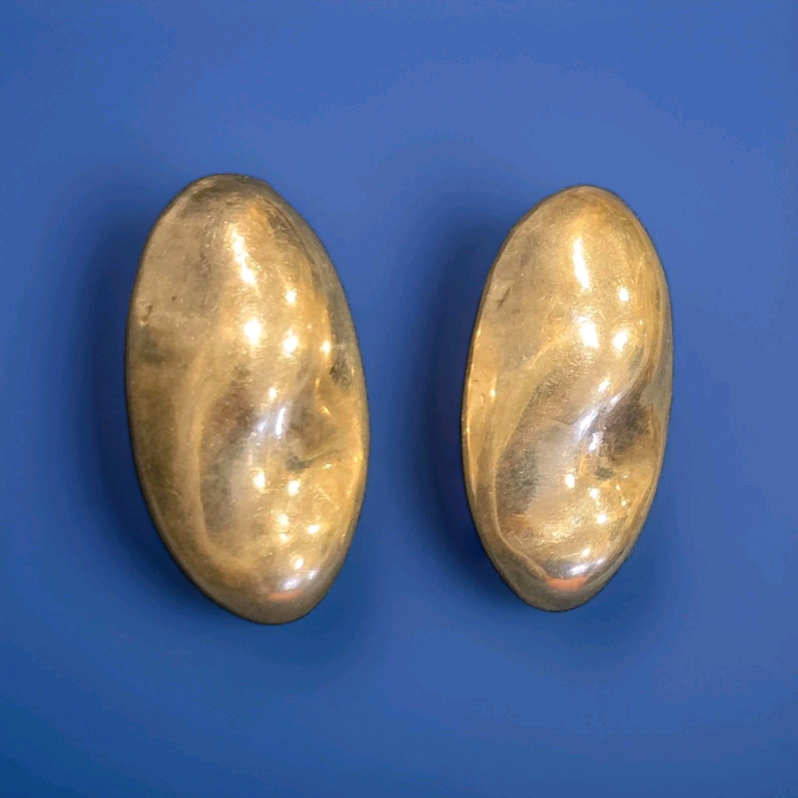 Vintage Mexican Tiger’s Eye Cabochon Clip On Earrings 925 Sterling Silver TL-26
