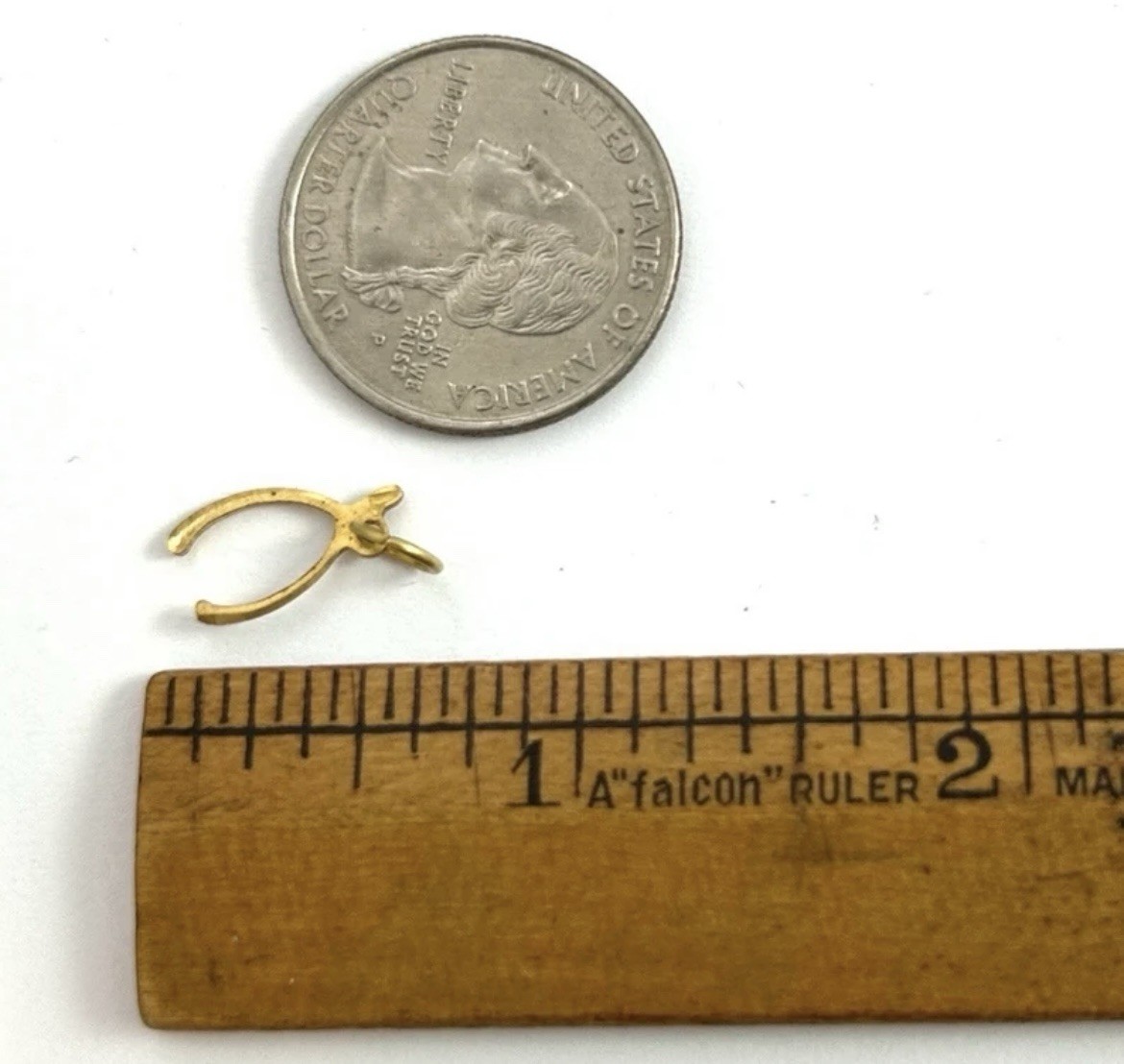 Vintage Charm Tiny Wishbone Dainty Necklace Pendant Brass Symbolic For Luck