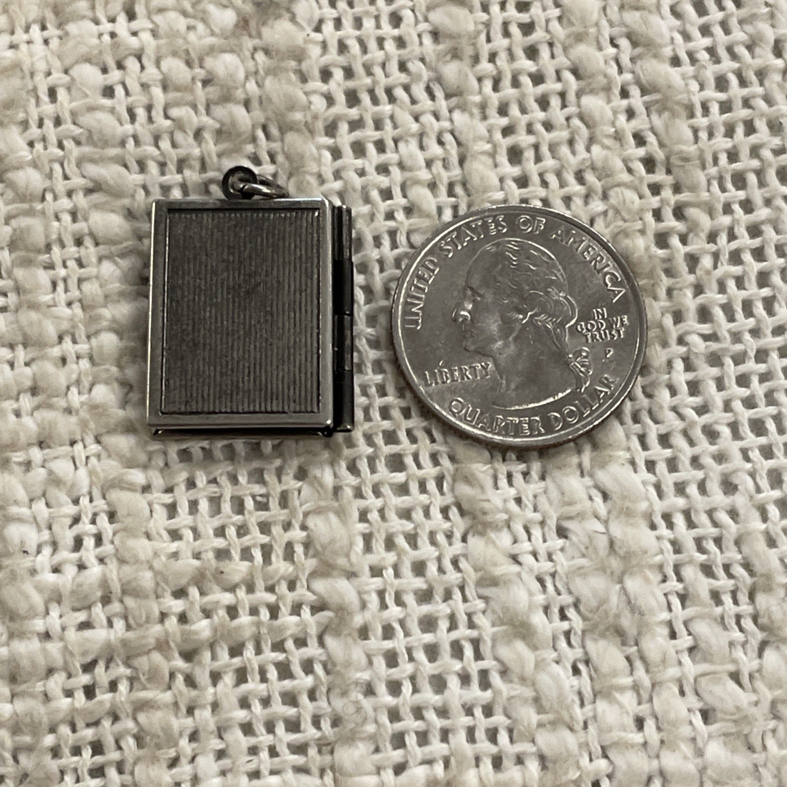 Vintage Silver Toned Book Locket Charm Pendant