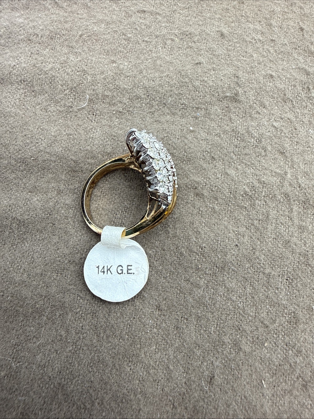 Vintage Statement Cocktail Ring Lot – Clear Stones Gold tone Sizes 5.5 – 6.5