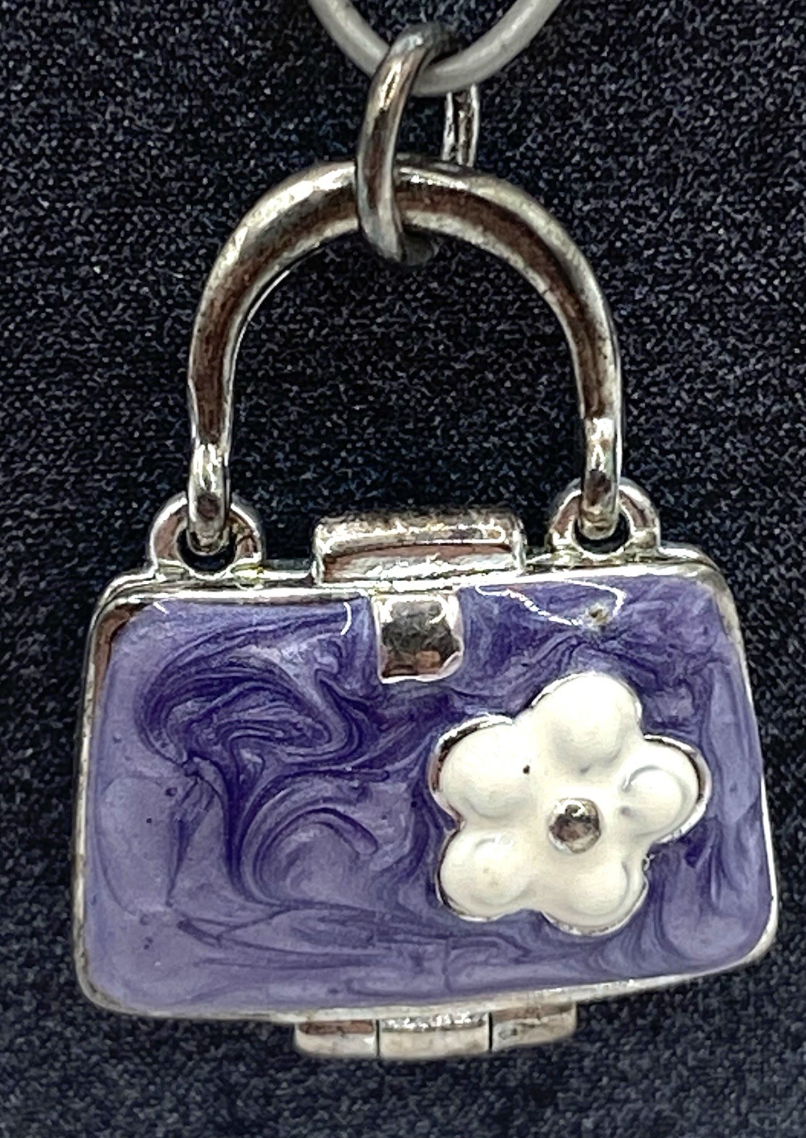 Sterling Silver / 925 Enamel Lady’s Purse Charm Opens