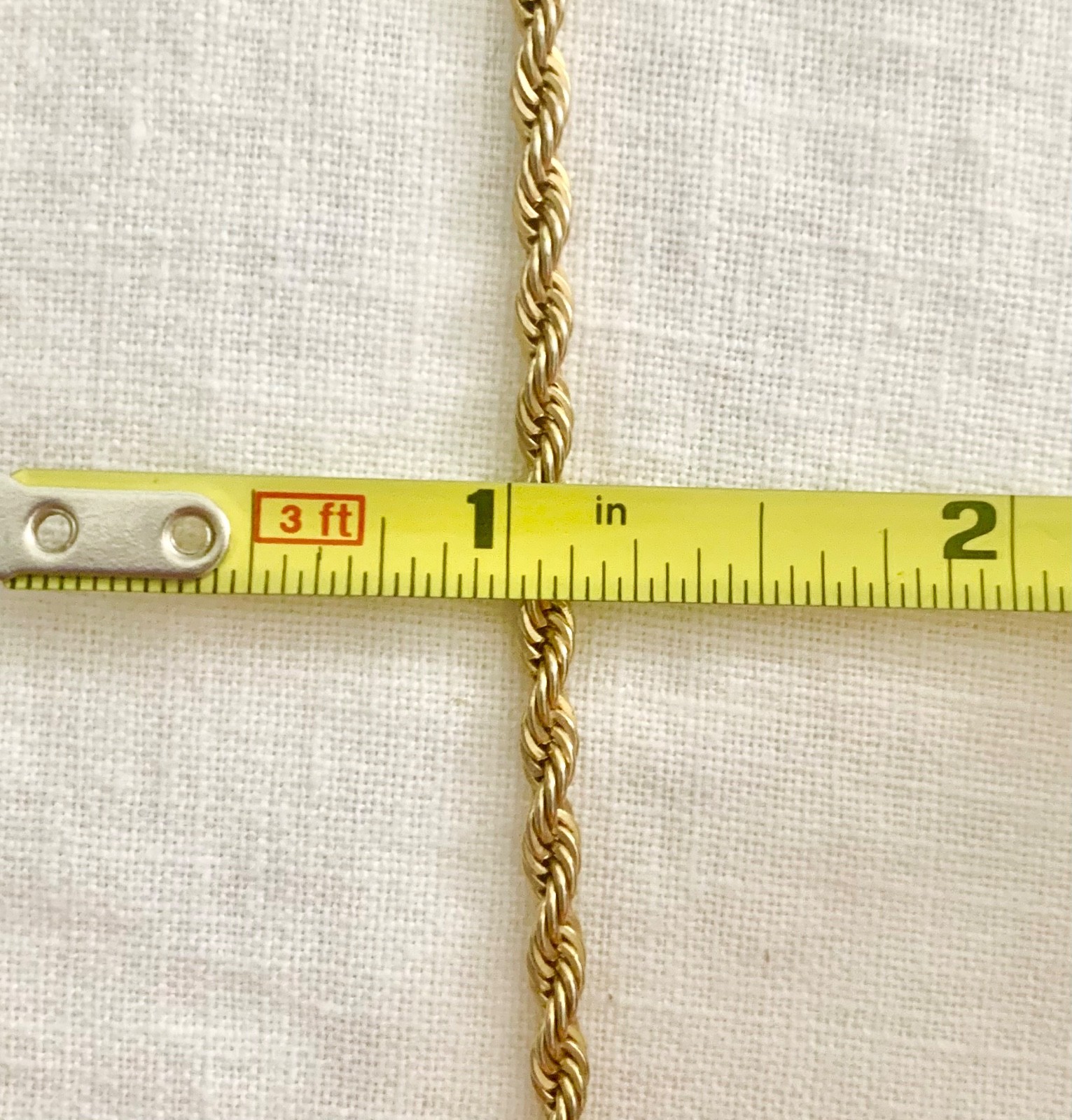 Vintage 14KGP Gold Plated 4mm Rope Chain Necklace 30″ Long Heavy Twist * Estate