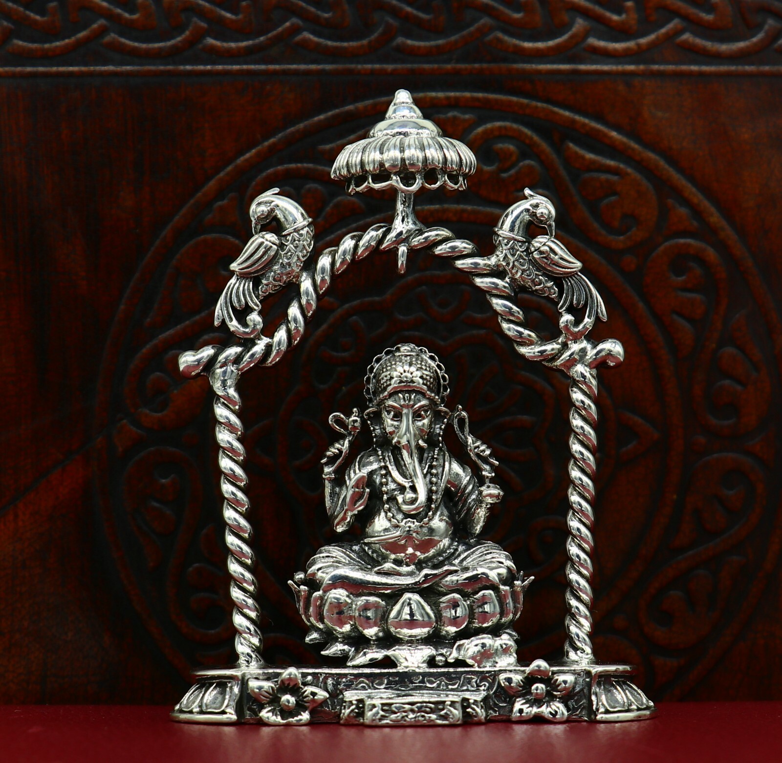 925 pure silver God Ganesha statue, figurine, puja article home temple art05