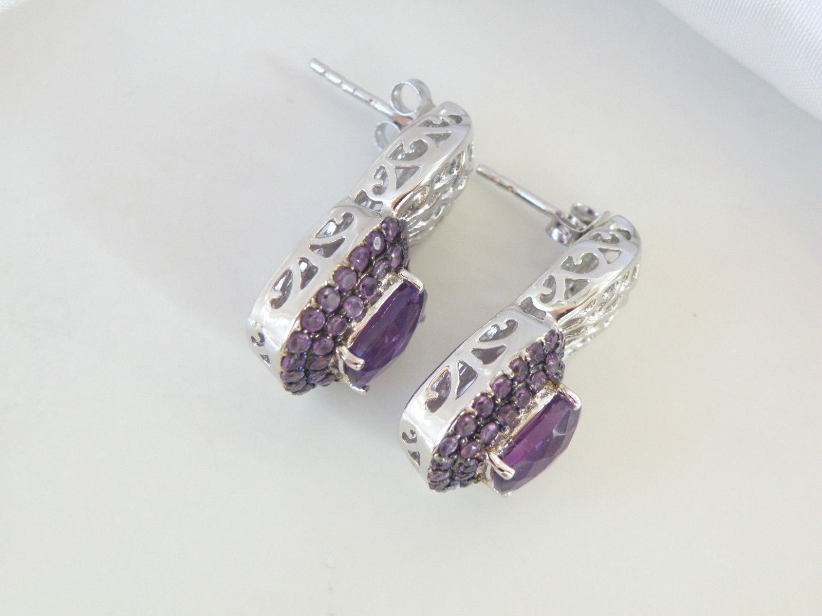 Sterling Silver 925 Natural Heated African Amethyst Earrings
