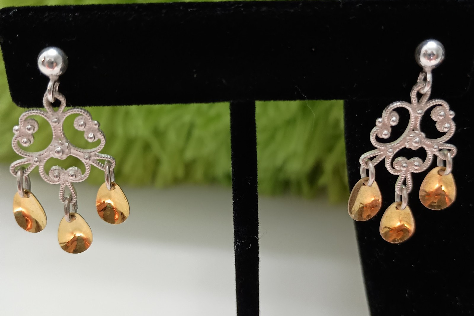 Vintage Finnish ARU Sterling Silver Filigree Necklace & Earring Set Sundrop
