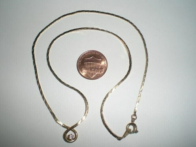 1 RETRO GOLD LIGHT AMETHYST RHINESTONE LOVE KNOT 16″ CHAIN NECKLACE R563