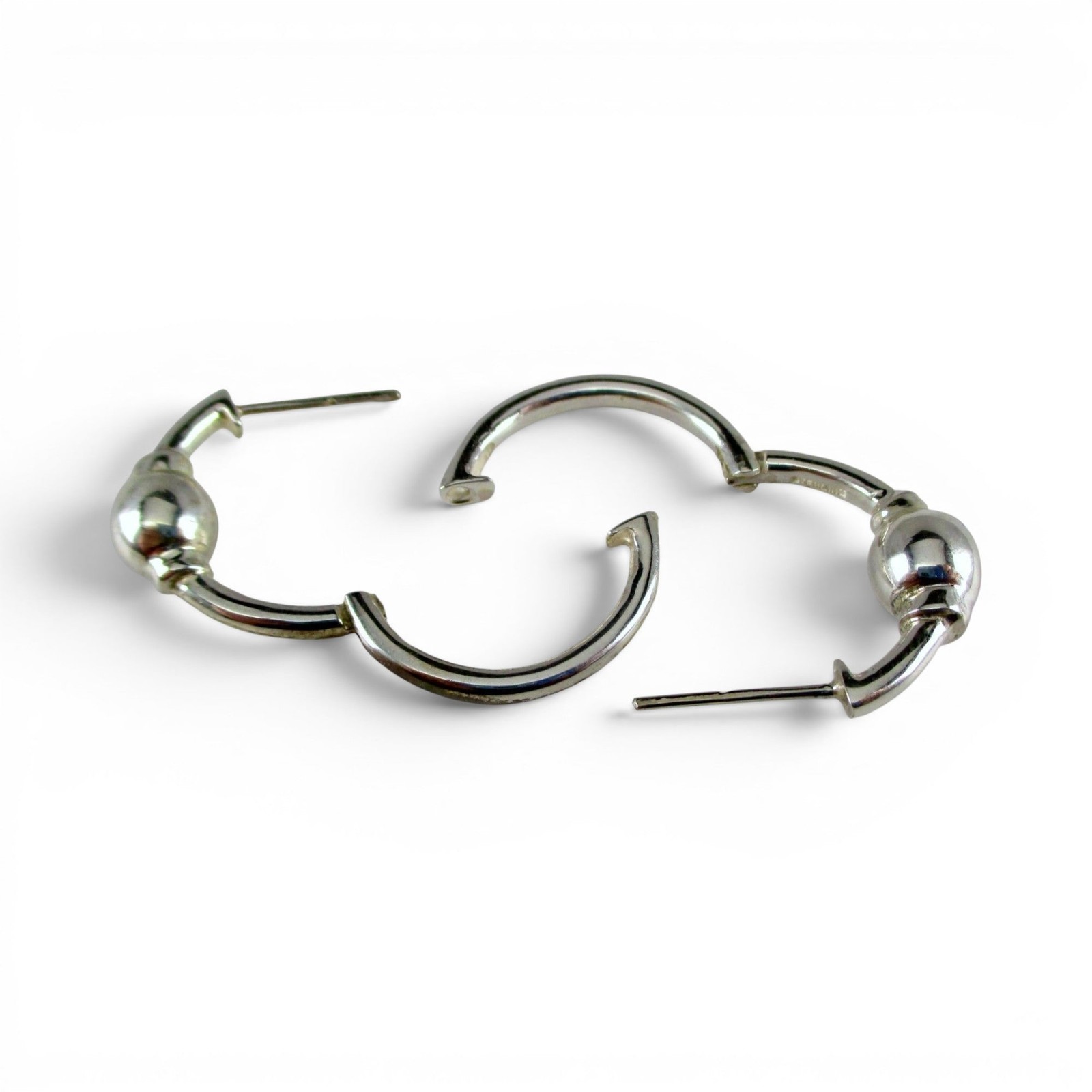 Sterling Silver ETERNITY EARRINGS Brown County Silver HINGED Modern BALL Post